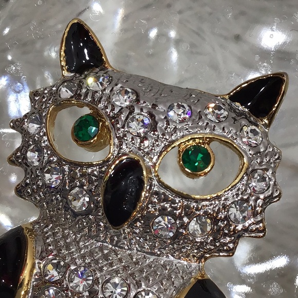 Vintage 80’s large rhinestone owl pin brooch - Picture 2 of 7